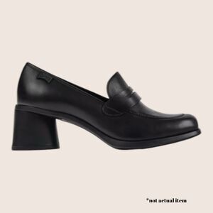 🖤 CAMPER KIARA BLACK LEATHER CHUNKY HEELS PENNY LOAFER SIZE 8